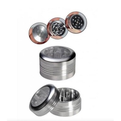 Ezüst színű átlátszó fedelű grinder
